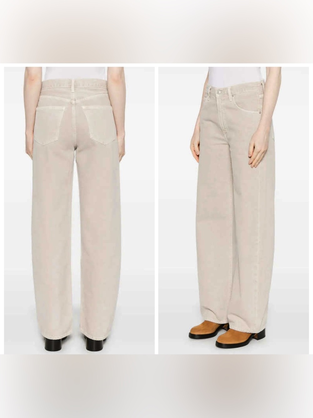 AGOLDE Low Curve Jean Scone Beige Cream Barrel Leg Wide Rigid Denim NEW Size 30